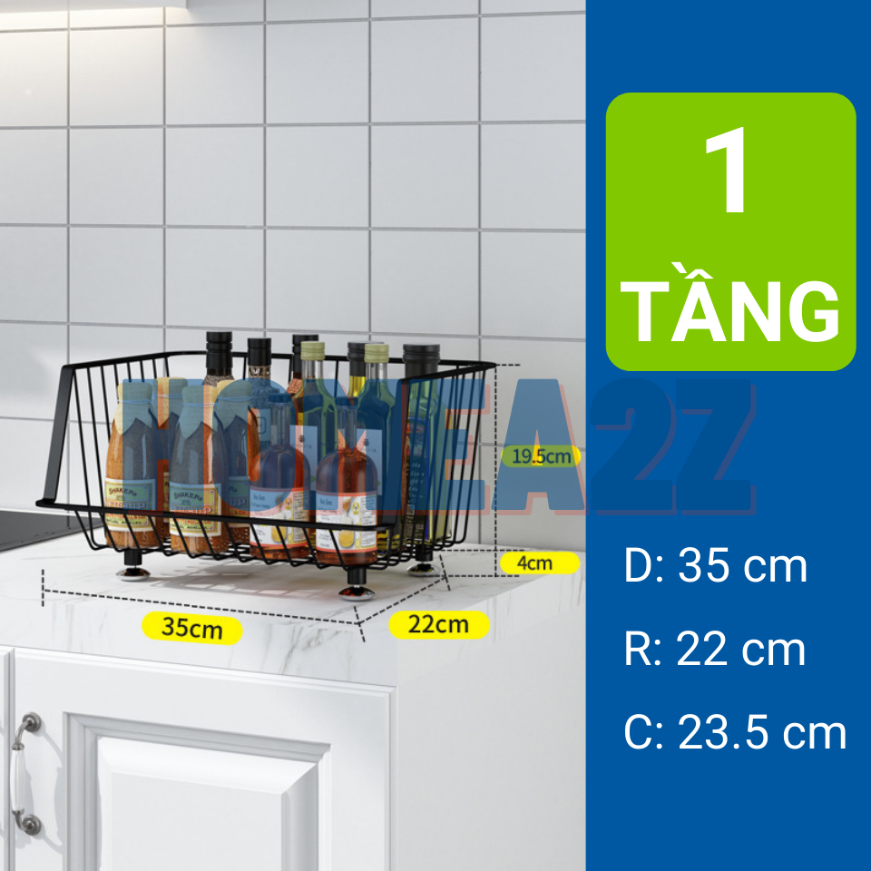 Kệ Nhà Bếp Đa Năng Dạng Rổ 4/5 Tầng Thép Carbon Sơn Tĩnh Điện, Kệ Rổ Xoay 360 Tiện Lợi Chống Gỉ Sét Cao Cấp