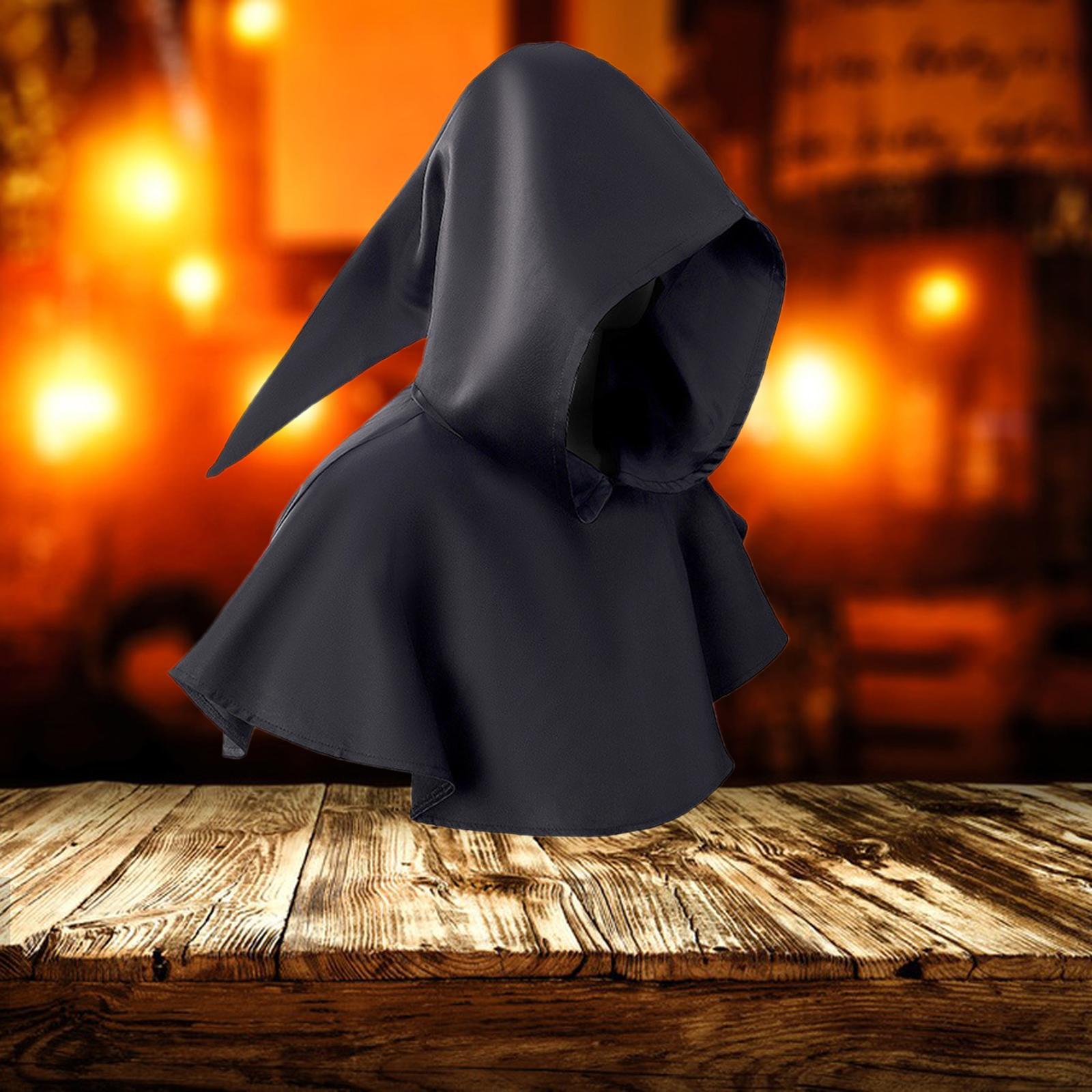 Halloween Cowl Medieval Cowl Hat Cosplay Costume Witch Cowl Hat Funny Halloween Poncho Hooded Poncho Hooded Cloak for Party Day