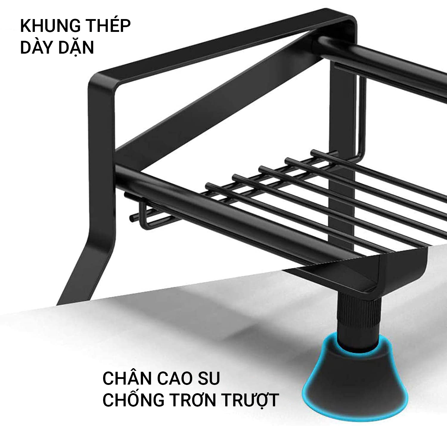 Giá kệ để gia vị 3 tầng SIÊU CHƯA ĐỒ - BẢN MỚI NÂNG CẤP 2023 thép Carbon sơn đen KHÔNG GỈ VANDO cao cấp Giá kệ nhà bếp đa năng nhà bếp