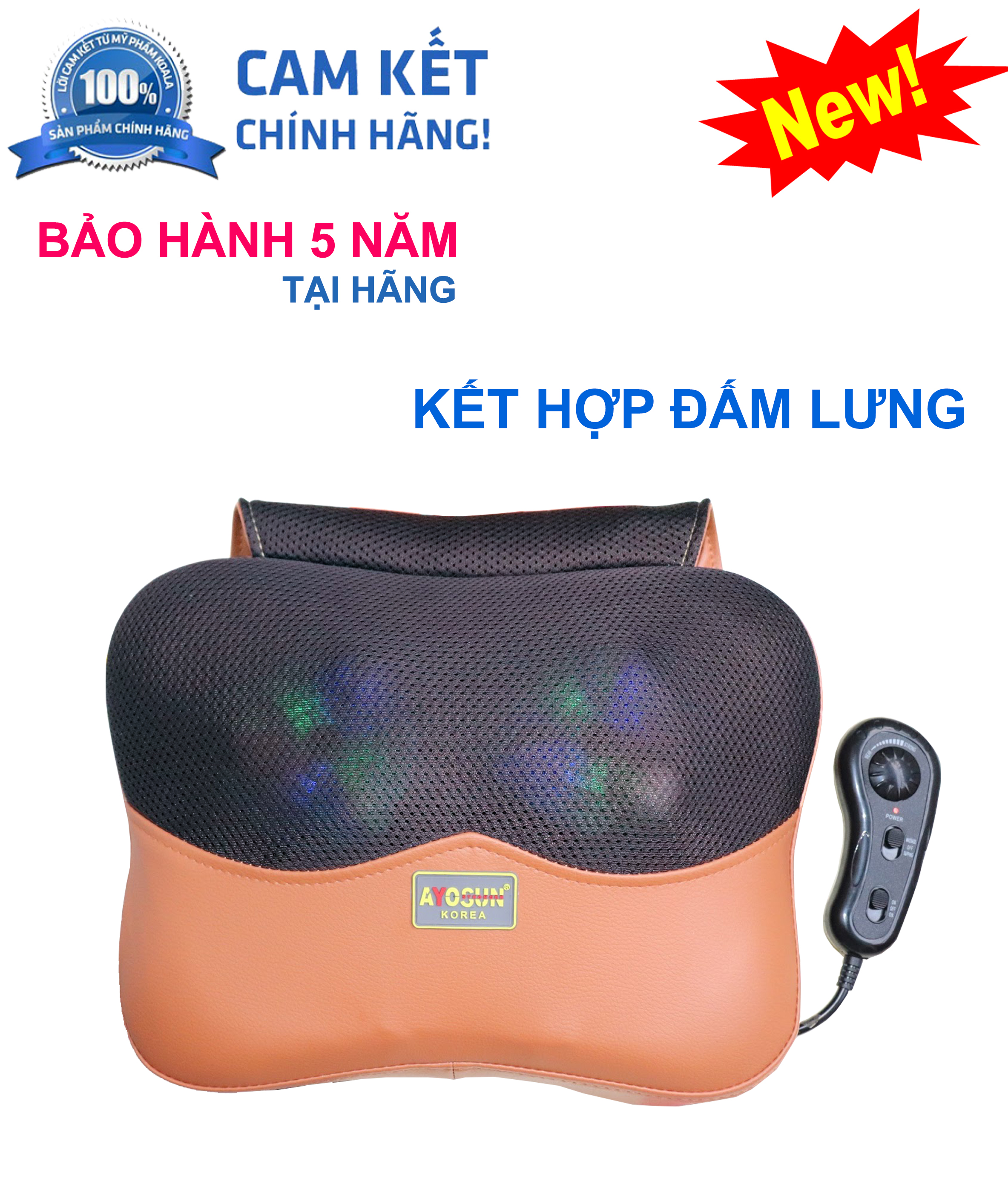 Gối massage có điều khiển chính hãng AYOSUN bảo hành 5 năm