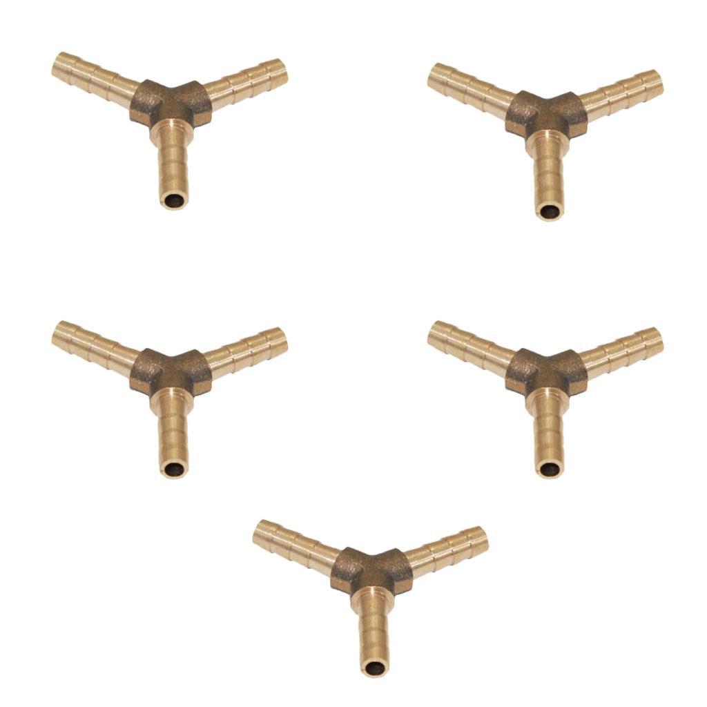 3X 5Pcs Brass 3 Ways Barbed Hose Tube Pipe Pagoda Fitting Connector 6mm-6mm