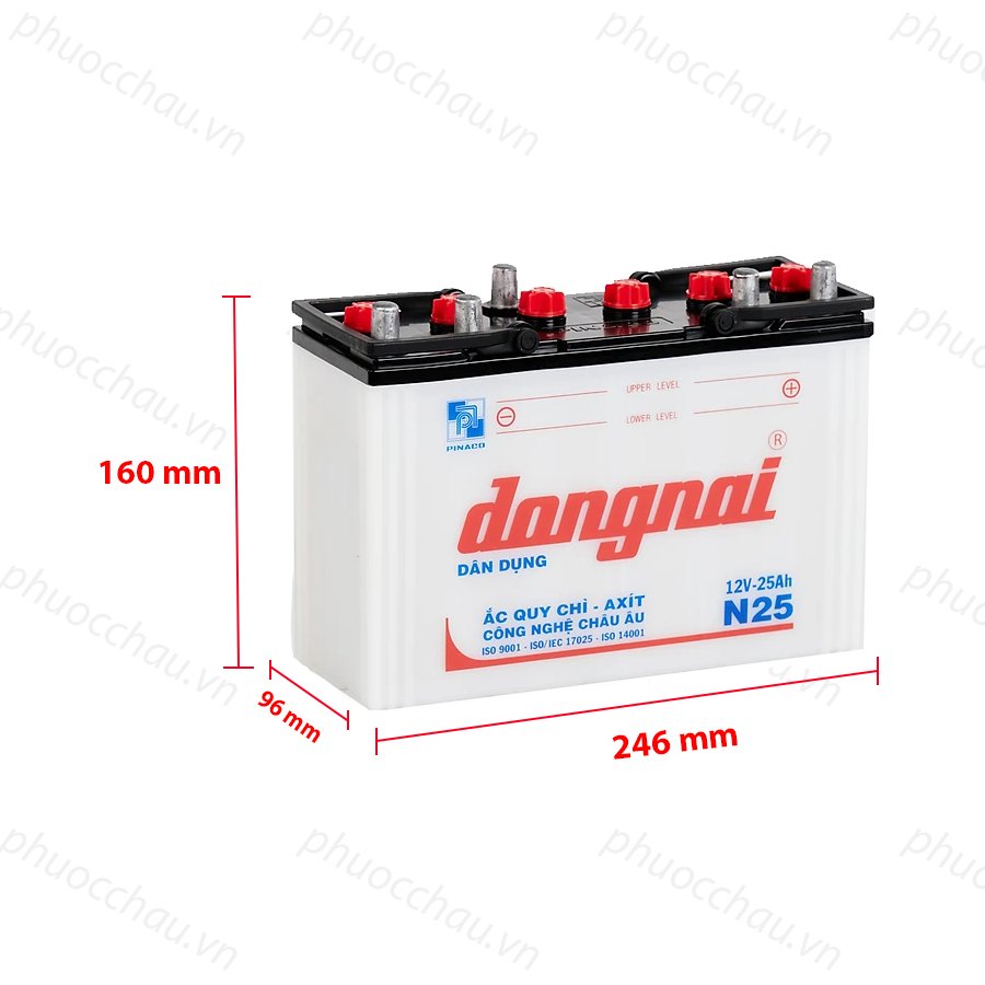 Bình Ắc Quy 12V-25Ah, Ắc Quy Thắp Sáng Dongnai N25