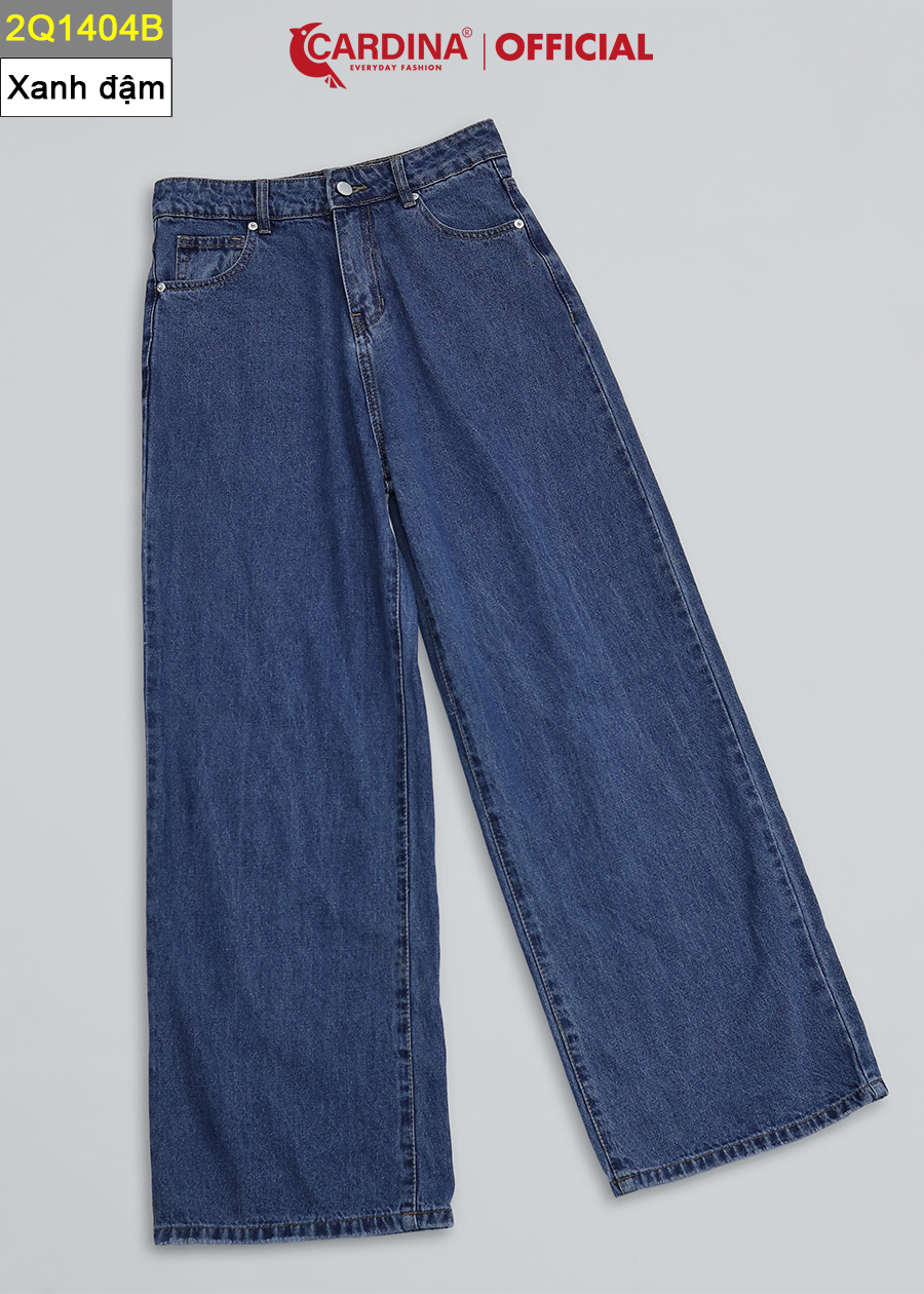 Quần Jeans Nữ CARDINA Cao Cấp Quần Bò Ống Rộng Cài Khuy Có Khóa Kéo 2Q14
