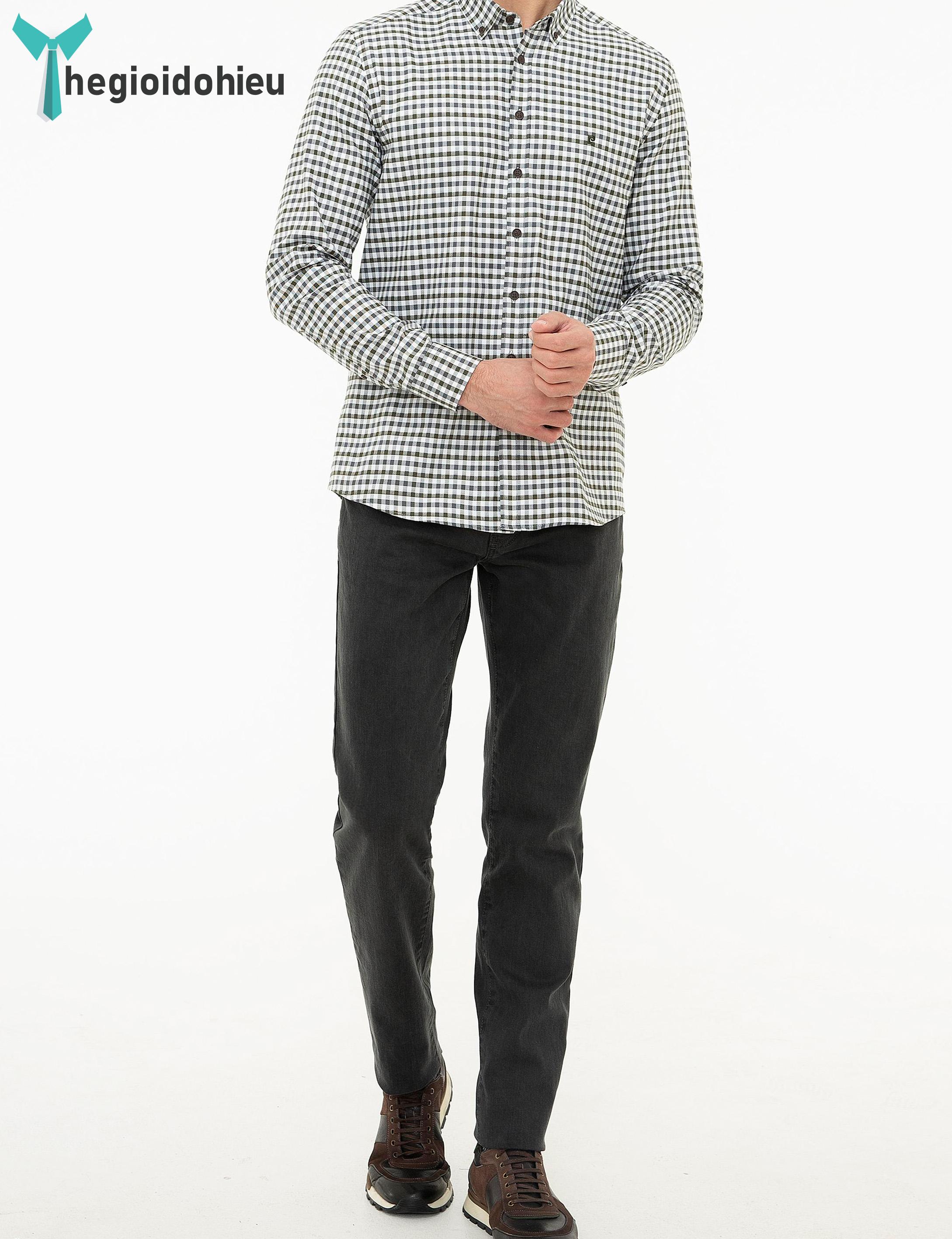 Áo sơ mi nam dài tay Pierre Cadin PCLShirt149 (Caro trắng đen) - Hàng nhập khẩu - Không túi - Caro trắng đen