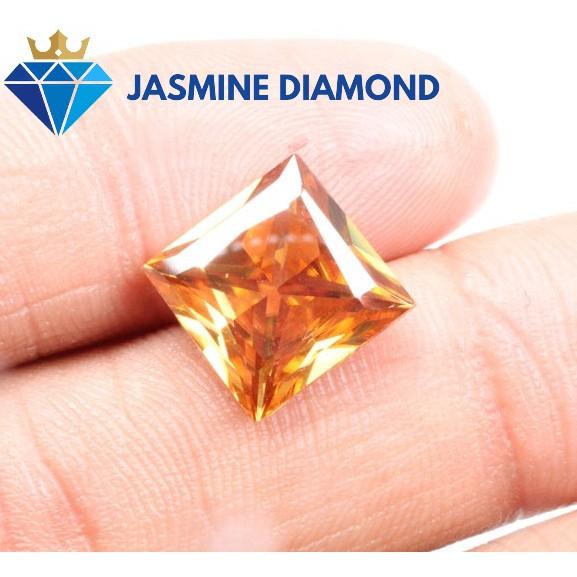 Kim cương nhân tạo Mỹ Moissanite giác cắt Princess Champagne