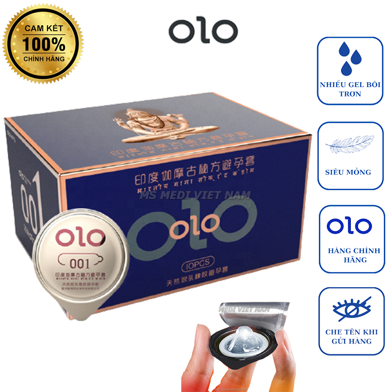 10 Bao Cao Su OLO Ấn Độ Xanh, Siêu Mỏng 001 Nhiều Gel Bôi Trơn, cảm giác chân thật.