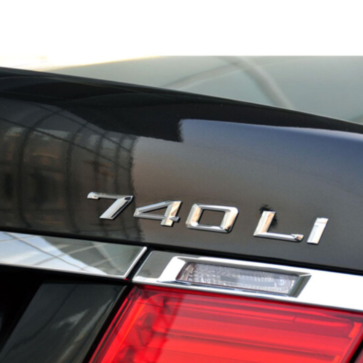Decal tem trang trí chữ inox chữ 740LI cho ô tô xe hơi Hợp kim inox kích thước 17.6×2cm