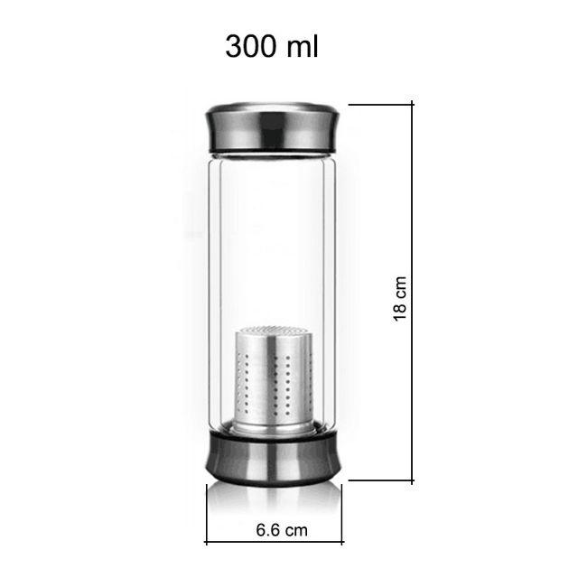 Bình pha trà giữ nhiệt bằng thủy tinh 2 lớp và inox304 cao cấp 300-420ml