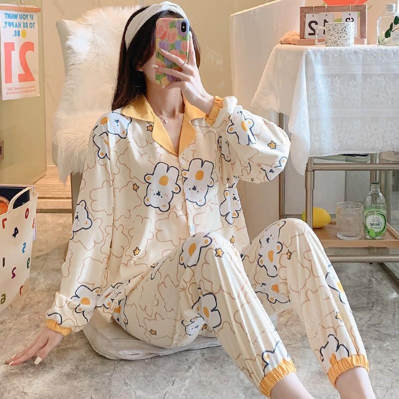 Pijama - Bộ Ngủ Nữ Áo Dài Quần Dài Nhiều Màu Họa Tiết Dễ Thương DDCP04