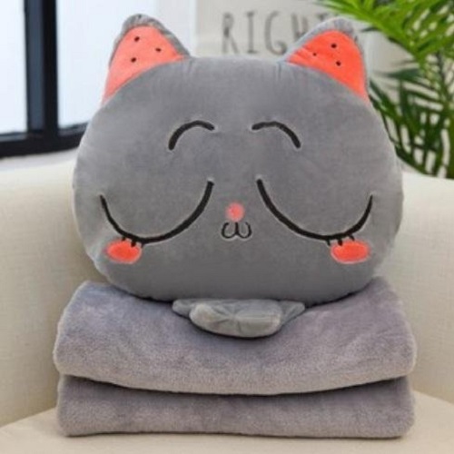 Bộ Chăn Gối Gấu Bông Totoro tròn. Chăn gối văn phòng 3in1