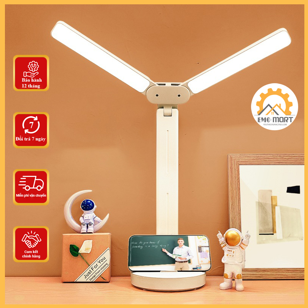 Đèn Học Để Bàn Hai Bóng Kép - Chống Cận Thị - Bảo Vệ Mắt - Tiết Kiệm Điện - Bóng Đèn LED Thông Minh