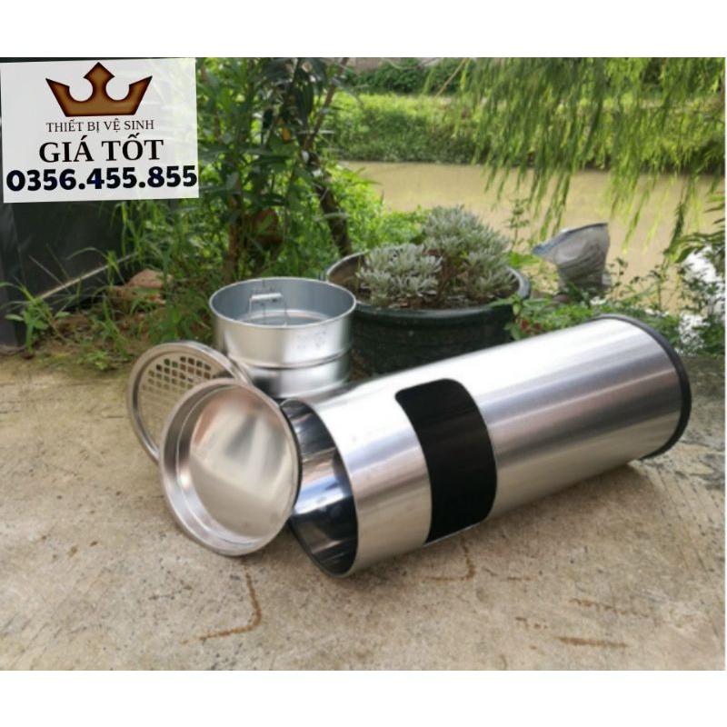 Thùng rác inox gạt tàn tròn cao cấp hàng loại 1