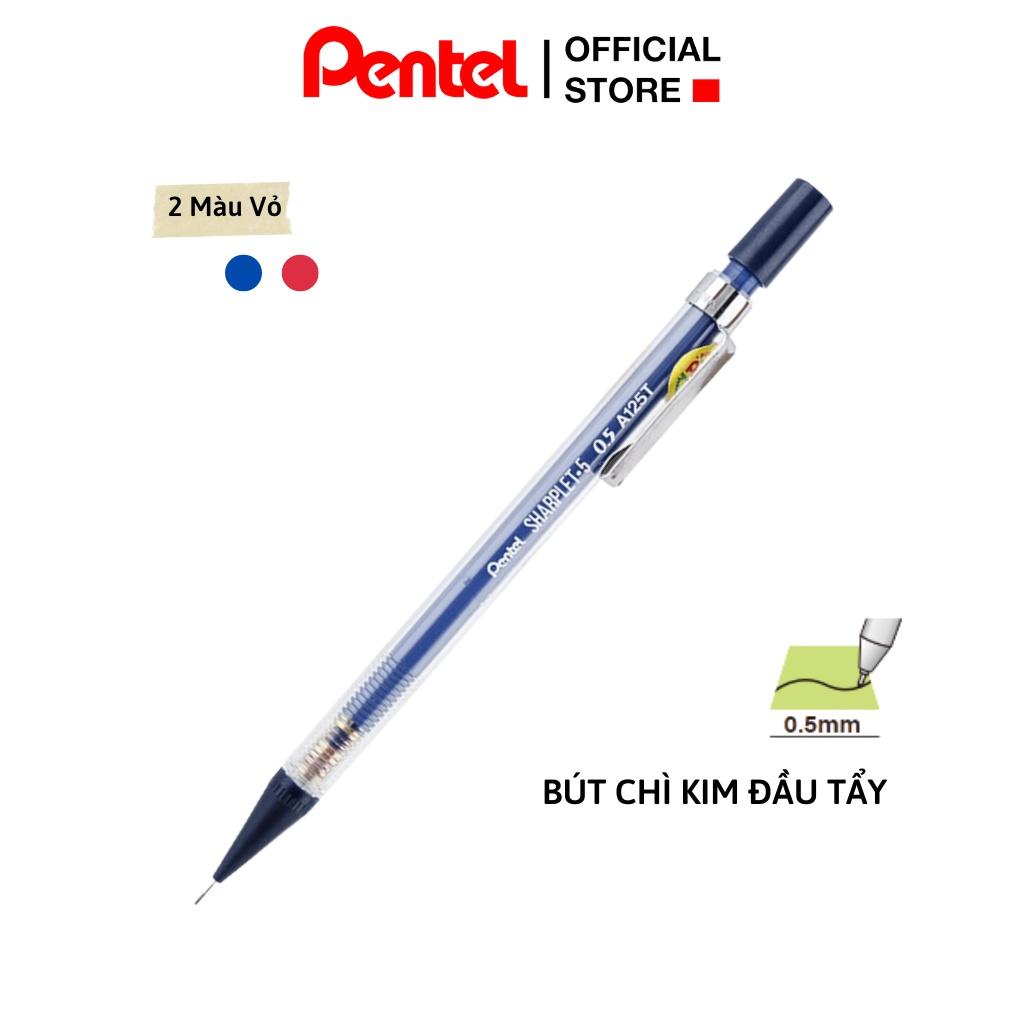 Bút Chì Kim Pentel A125T Kiểu Dáng Thân Trong| Trang Bị Đầu Tẩy| 2 Màu Vỏ