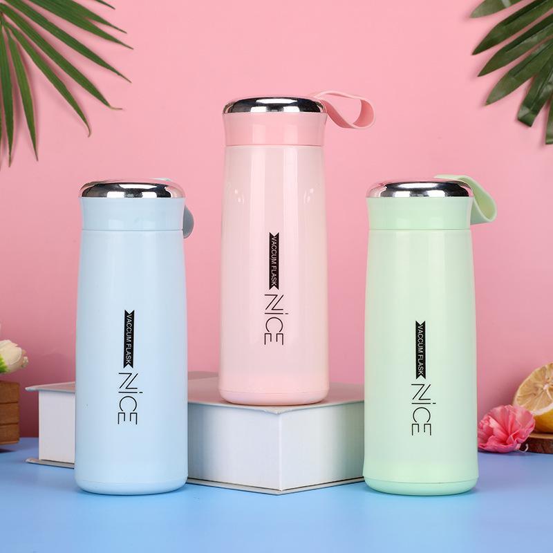 Bình đựng nước Nice bọc nhựa giữ nhiệt nhẹ 400ml, nhỏ gọn và xinh xắn đảm bảo an toàn sức khỏe - Yumeshop94
