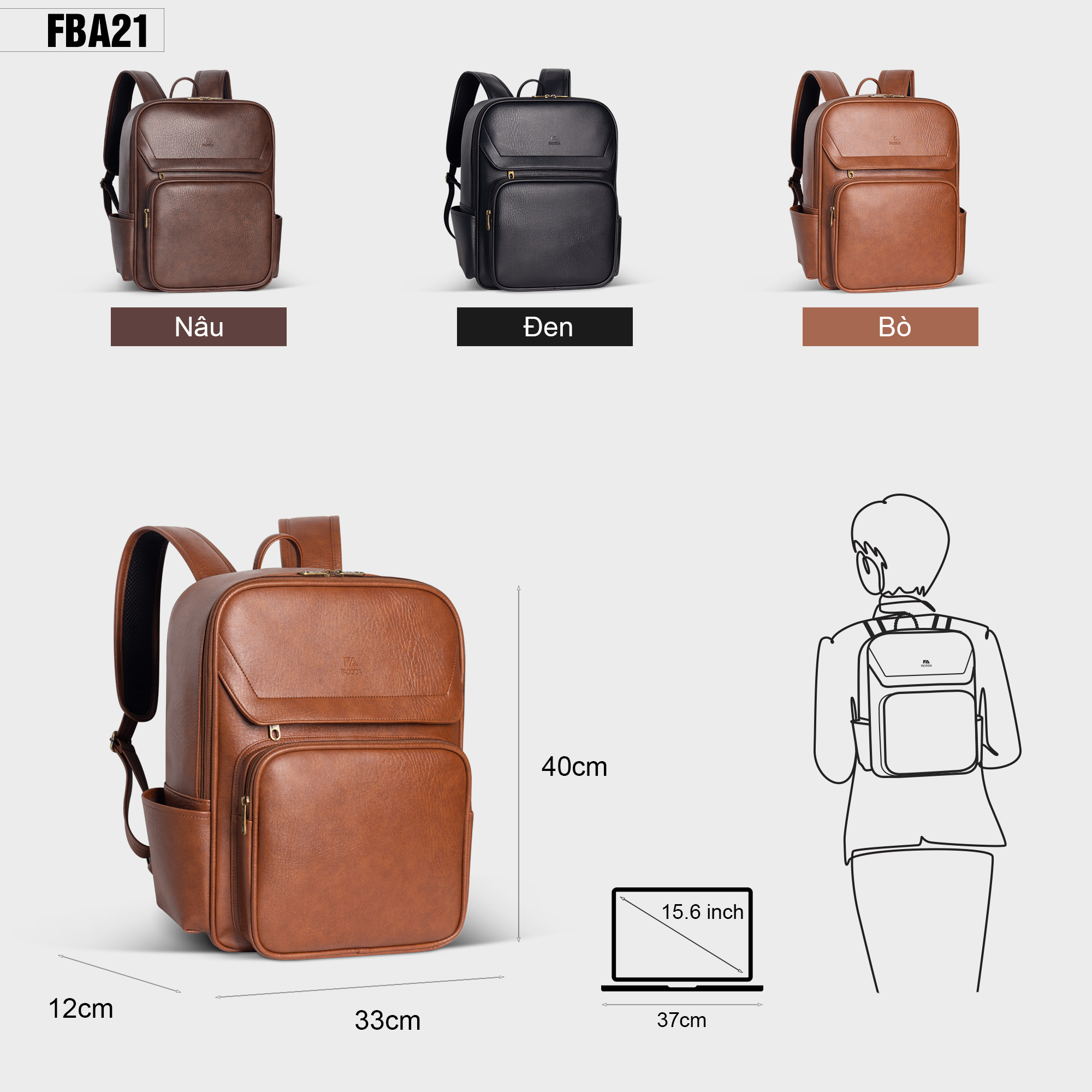Balo da công sở cỡ lớn Fadoda FBA21