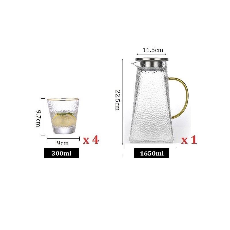 Bộ bình kèm 6 cốc thủy tinh chịu nhiệt cao cấp