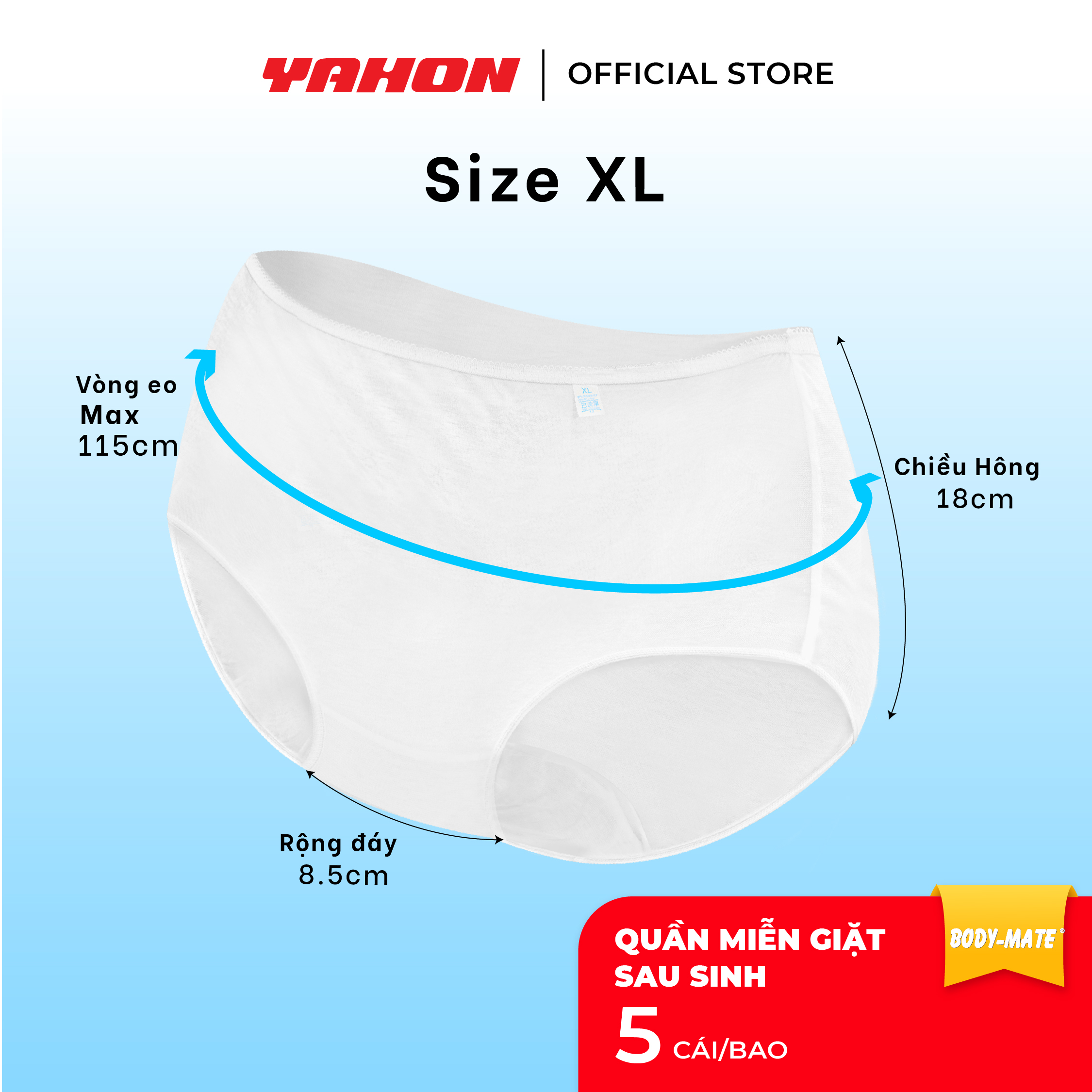 Combo Bao Quần Lót Miễn Giặt Sau Sinh Body-Mate Nữ, 5 Cái/Bao