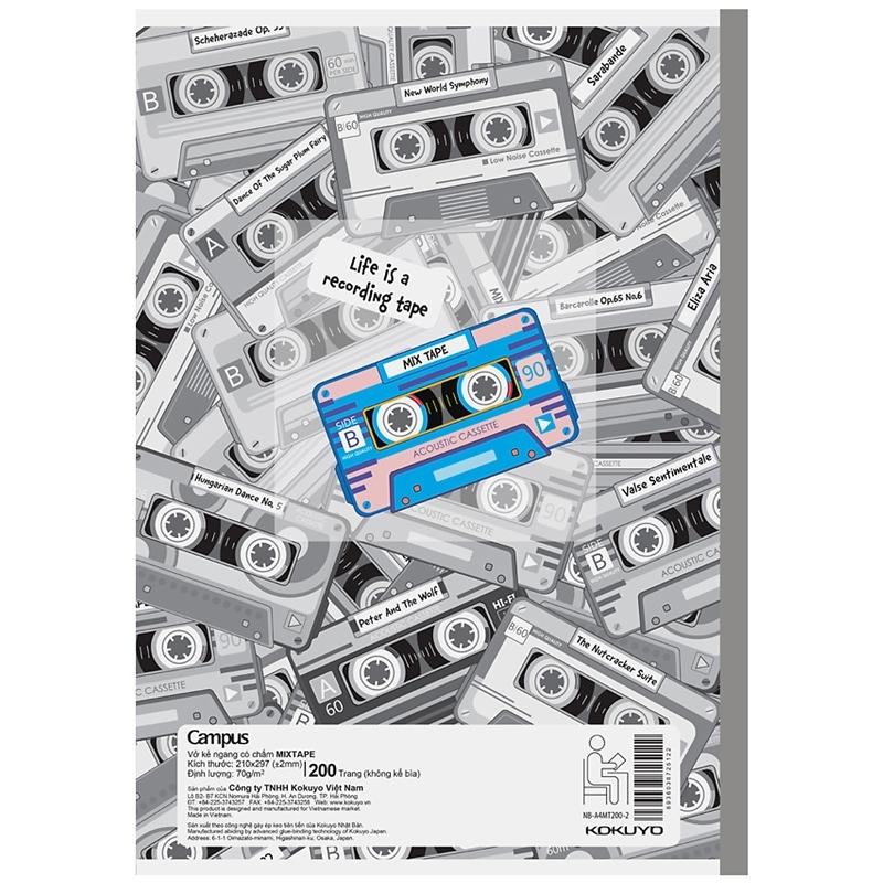Vở Mix Tape - A4 Kẻ Ngang Có Chấm 200 Trang ĐL 70g/m2 - Campus NB-A4MT200