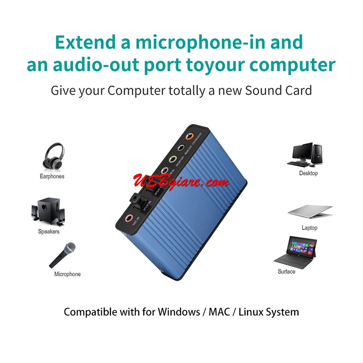 Card âm thanh USB 6CH Optical audio -DC941【USBgiare,Com】