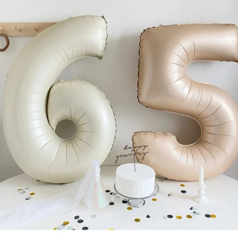 Bóng bay Chữ Số 32” 70 cm màu Trà Sữa và Kem