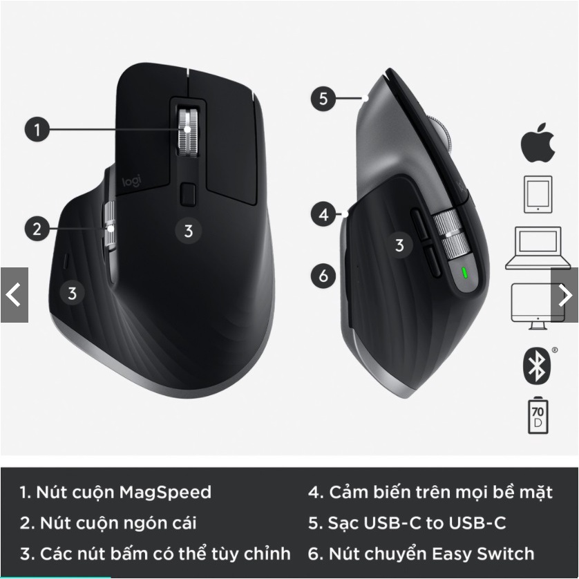 Chuột không dây Logitech MX Master 3S - HÀNG CHÍNH HÃNG