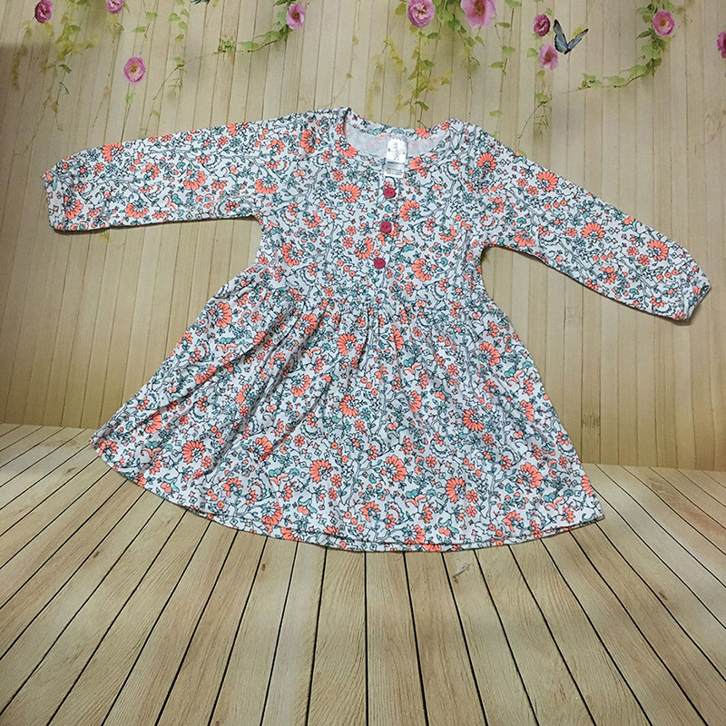 Combo 2 váy dài tay bé gái chất cotton size 1-7 (Giao màu ngẫu nhiên)