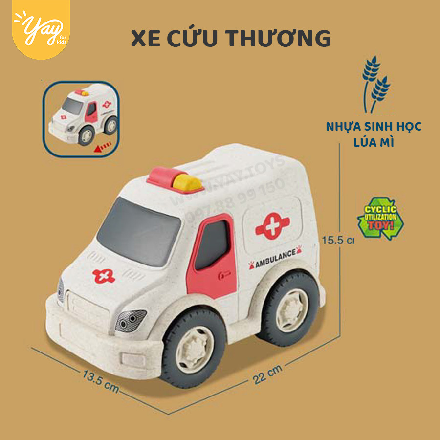 Mô Hình Xe Cứu Thương Nhựa Lúa Mì Sinh Học - Gengfeng