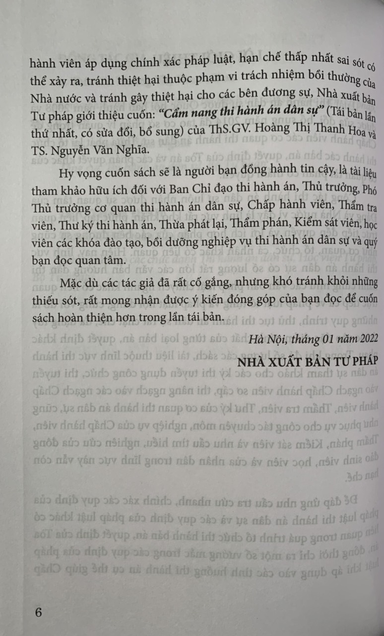 Cẩm nang thi hành án dân sự (Tái bản lần thứ nhất, có sửa đổi, bổ sung)