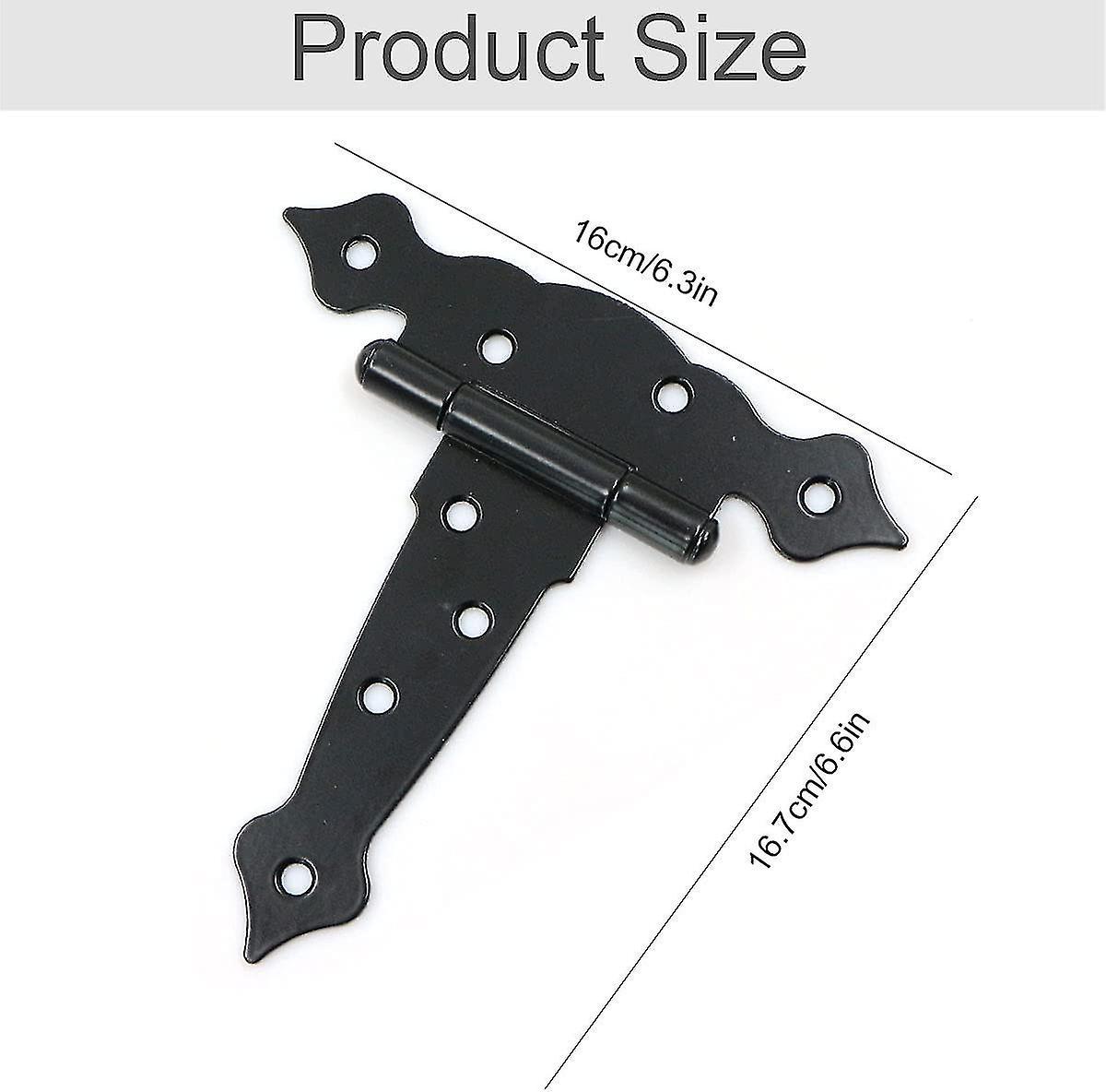 Bản lề chữ T - Bộ bản lề cổng vườn - Bản lề gấp cho cửa sổ, hàng rào, cổng, nhà kho và cửa chuồng - Phụ kiện  - Đen