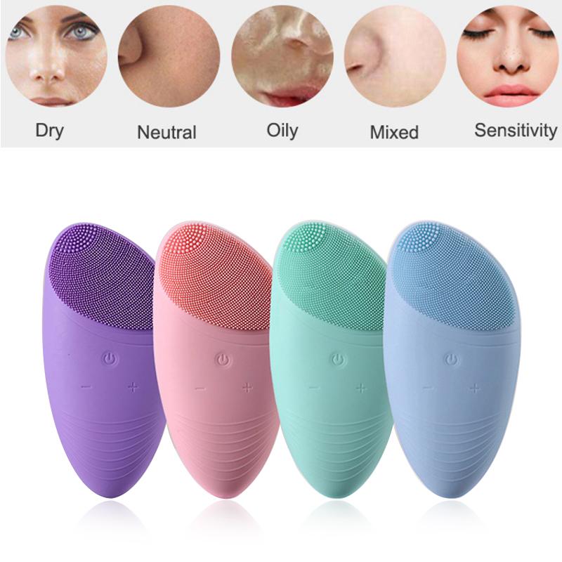 Điện Mặt Silicone Bàn Chải Rung Sữa Rửa Mặt Sâu Lỗ Chân Lông Làm Sạch Loại Bỏ Mụn Đầu Đen Máy Giặt Chăm Sóc Da Làm Sạch Máy Mát Xa Công Cụ