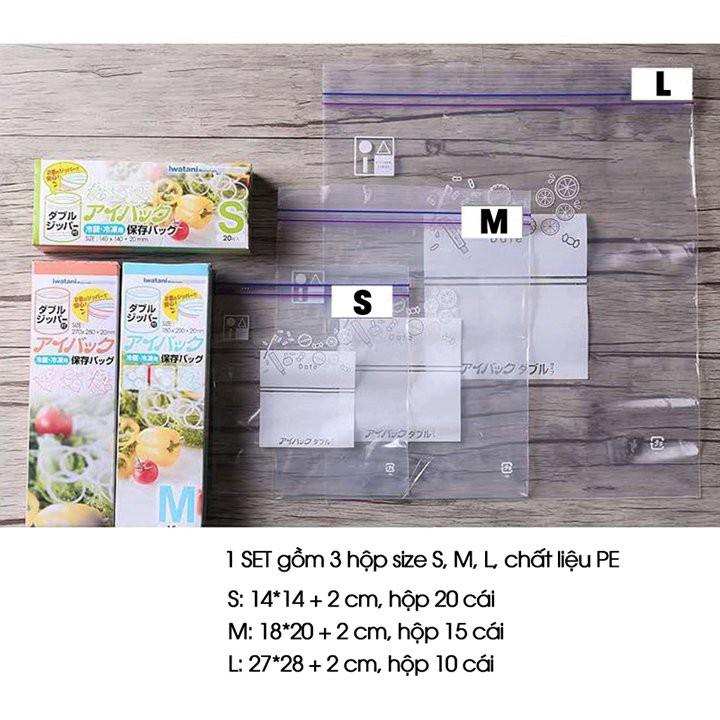 COMBO 3 HỘP túi Zip đựng thực phẩm Nhật Bản, không gây mùi, ngăn chặn không khí và vi khuẩn, an toàn vệ sinh thực phẩm