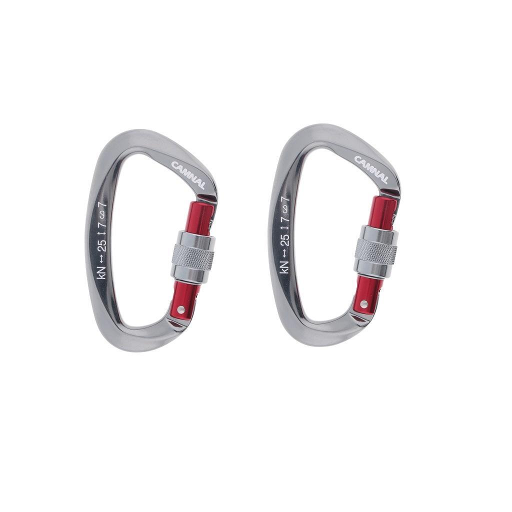 2Pcs 25KN D Type Screw Lock Carabiners Outdoor Clips Hammocks