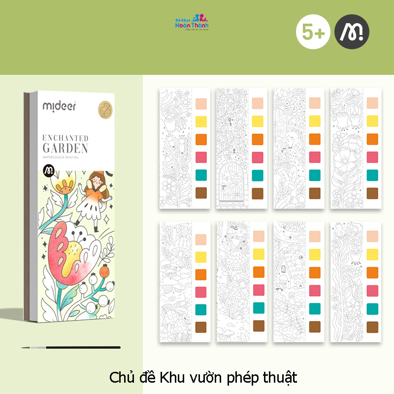 Tranh tô màu nghệ thuật Mideer cho bé kèm bút lông gồm 20 bức tranh, 2 tấm bảng màu 1 chiếc cọ vẽ