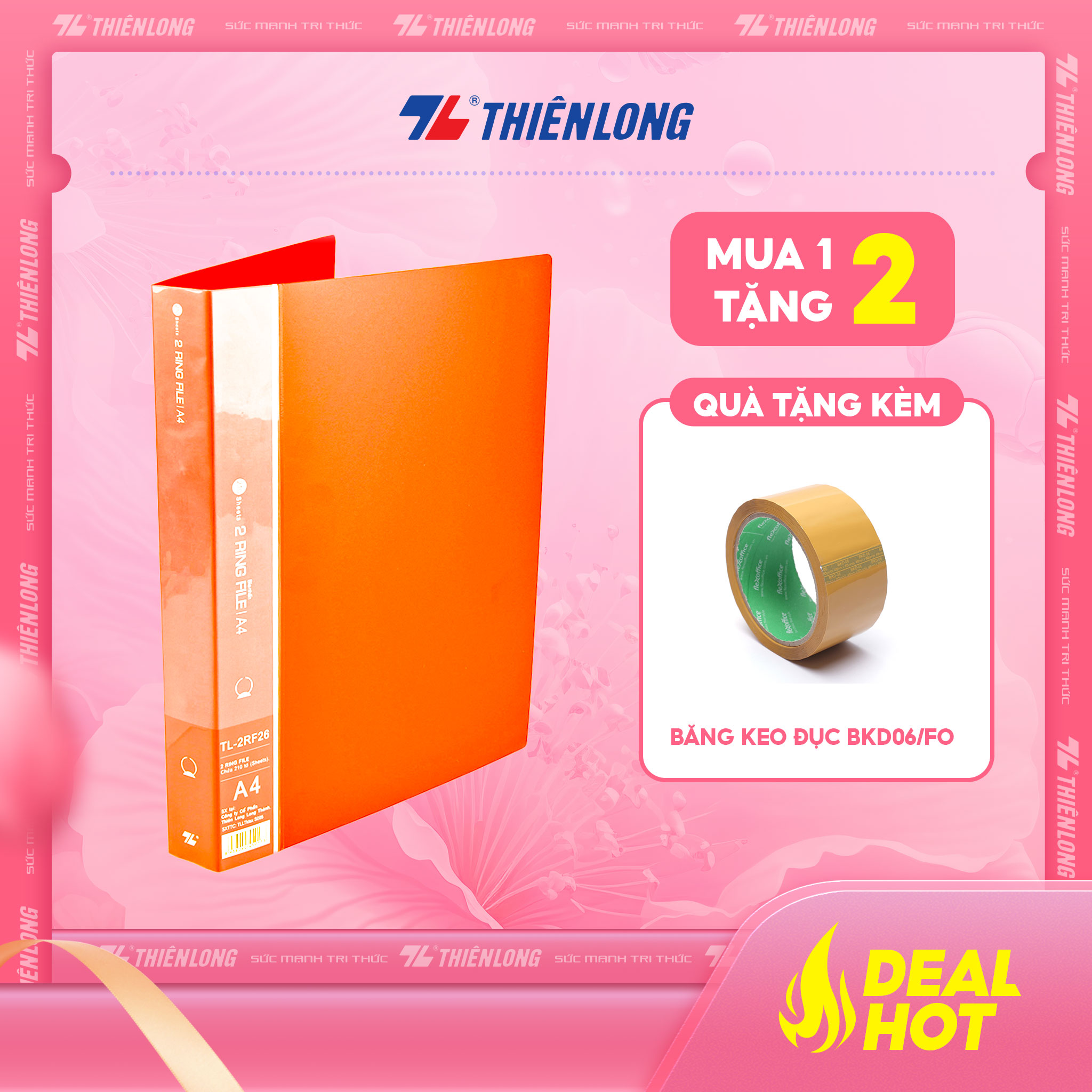 Bìa nhẫn A4 Thiên Long 2RF26 - Cam