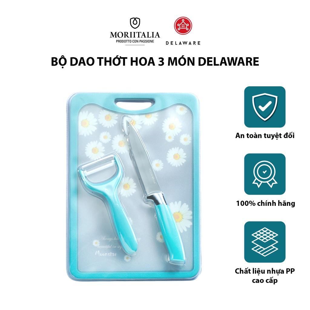 Bộ dao thớt hoa 3 món Delaware tiện lợi an toàn kháng khuẩn Moriitalia 007115B