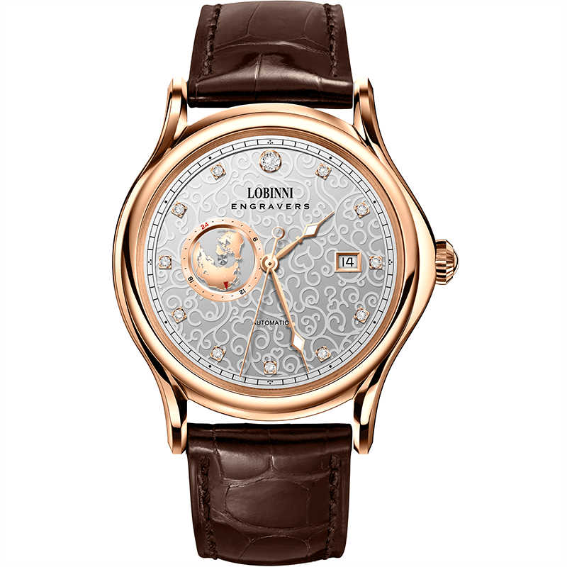 Đồng hồ nam chính hãng LOBINNI L1889-1 Kính sapphire,chống xước,Chống nước,BH 24 tháng,Máy cơ  ,dây da xịn