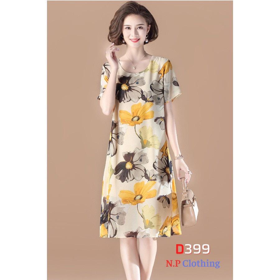 ĐẦM TRUNG NIÊN HOA CÚC THỜI TRANG