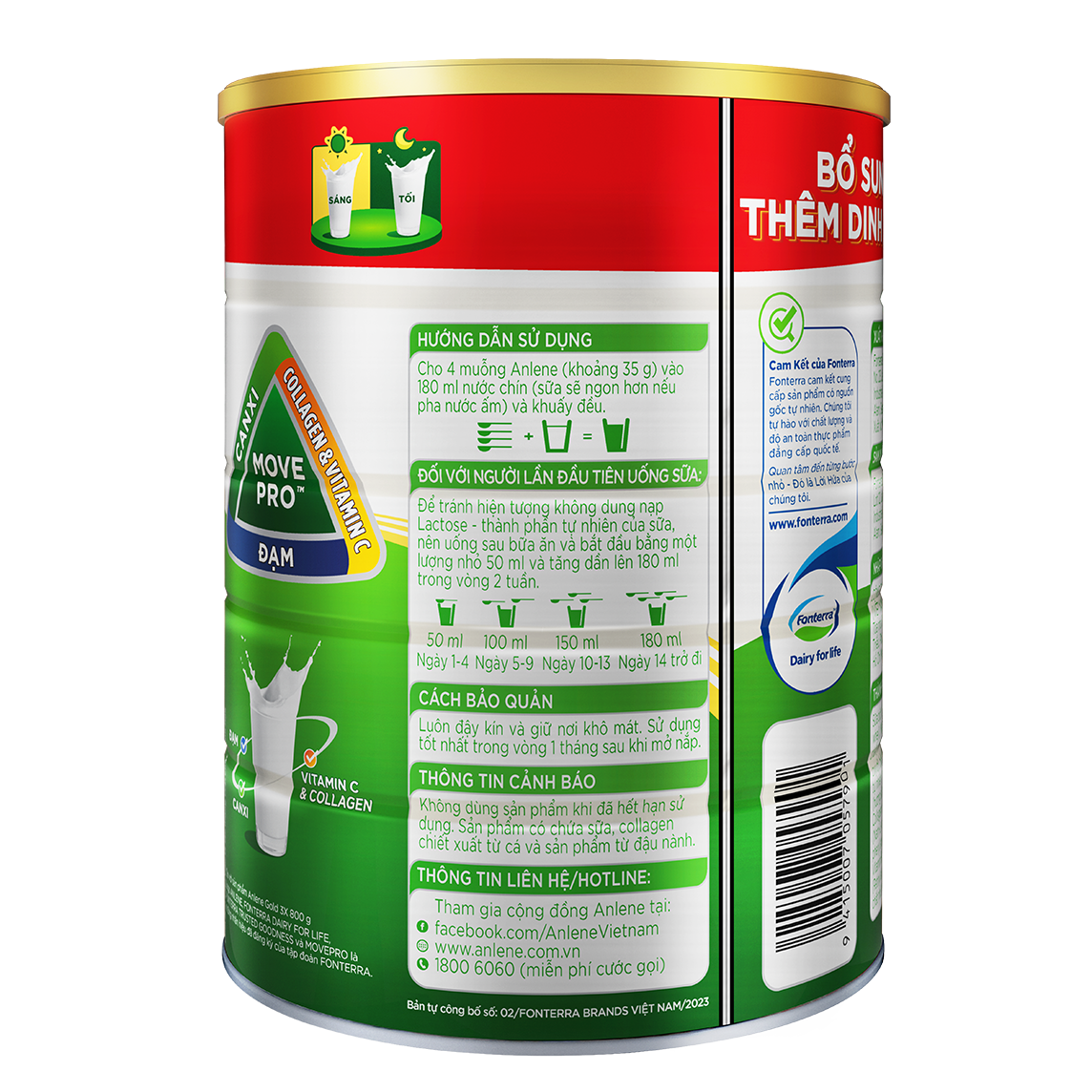 Combo 02 Sữa Bột Anlene Gold 3X Hương Vanilla (Hộp thiếc 900g) - Tặng bộ 2 khăn Anlene (Màu ngẫu nhiên)