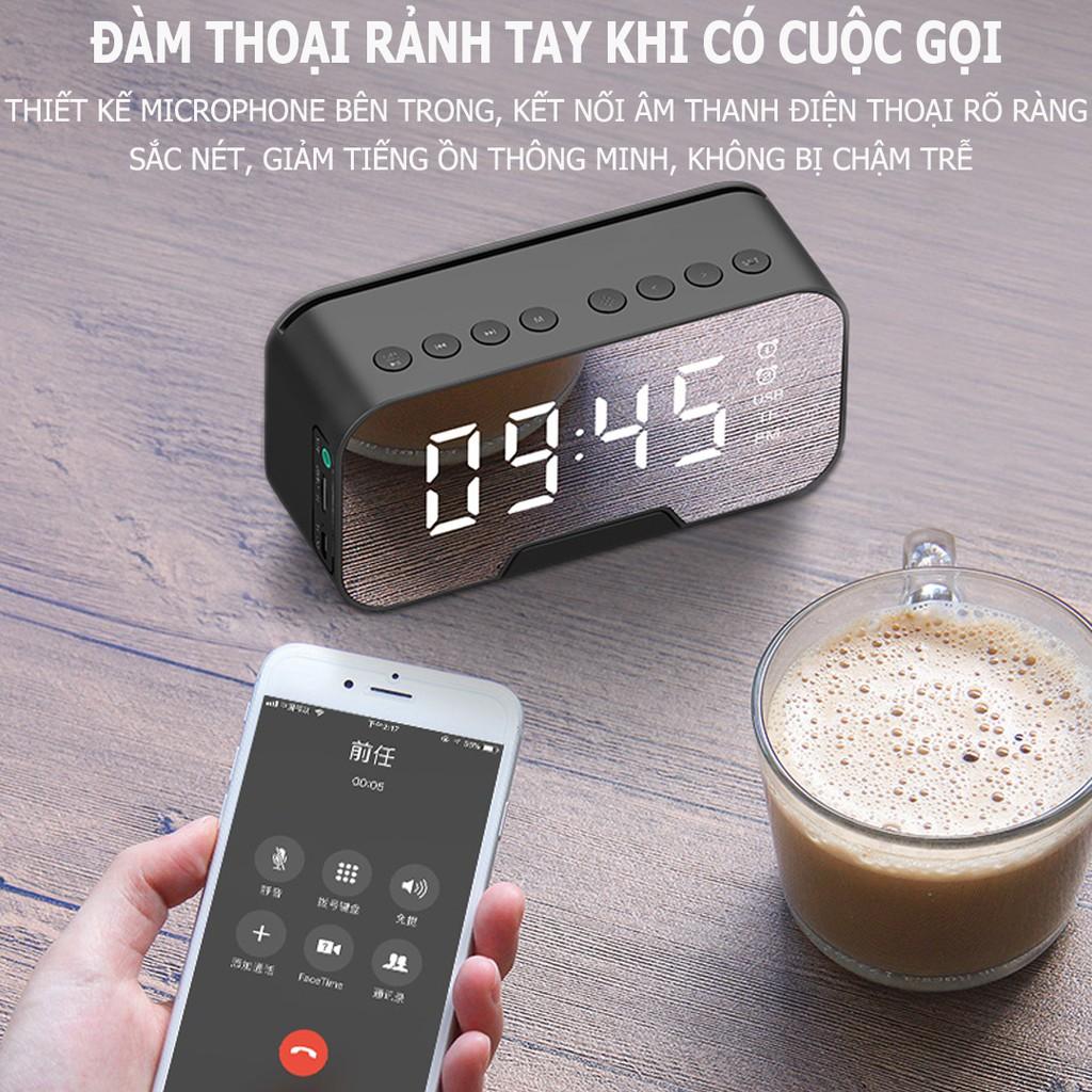 Loa bluetooth kiêm đồng hồ báo thức G10 màn hình tráng gương hiển thị đèn led nghe đài fm radio