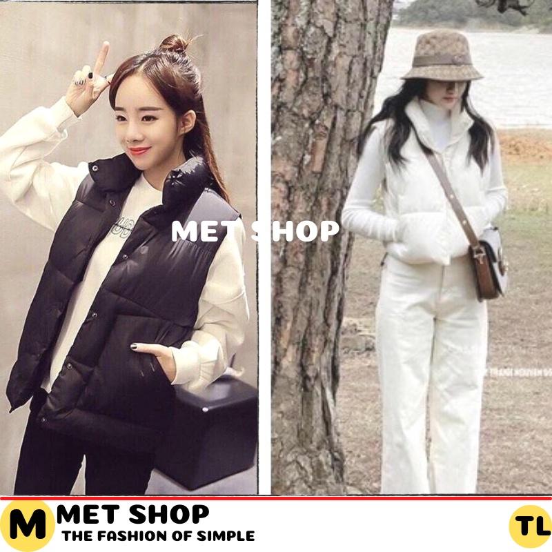 Áo phao ghi lê nữ cổ đứng cúc bấm siêu ấm > MET SHOP
