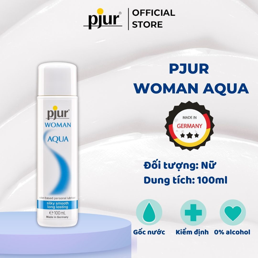 Gel bôi trơn gốc nước Pjur Woman Aqua Chai 100ml dưỡng âm cho da mịn dạng không gây kích ứng phù hợp cho da nhạy cảm