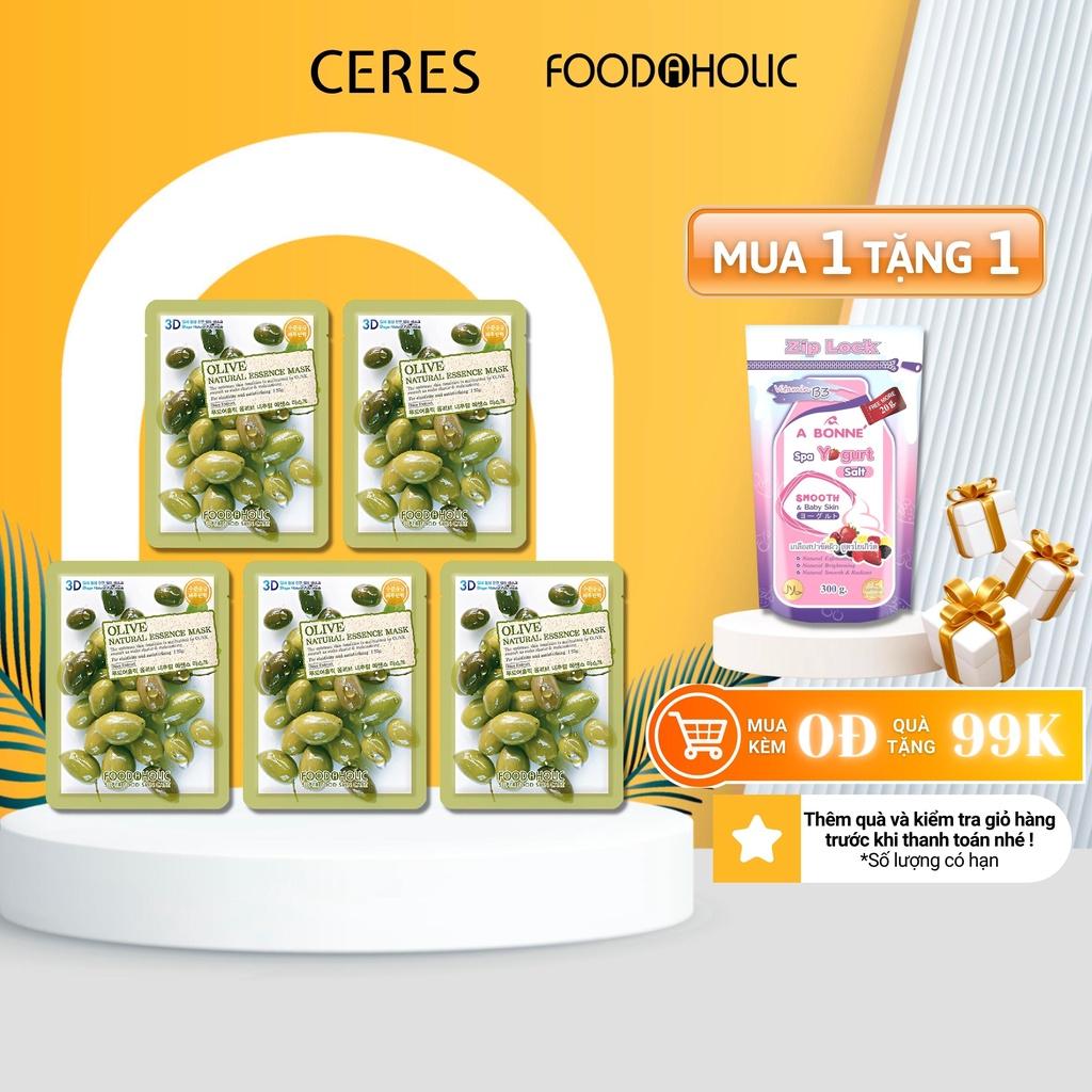 Combo 5 Mặt Nạ 3D Foodaholic Natural Essence Mask Olive Dưỡng Da 23g/Miếng