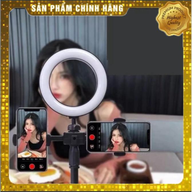 Đèn Livestream Để Bàn Tích Hợp 3 Chế Độ Màu, Giá Đỡ Kẹp 2 Điện Thoại Quay Video, Bán Hàng, Chụp Ảnh, Make Up Siêu Hót