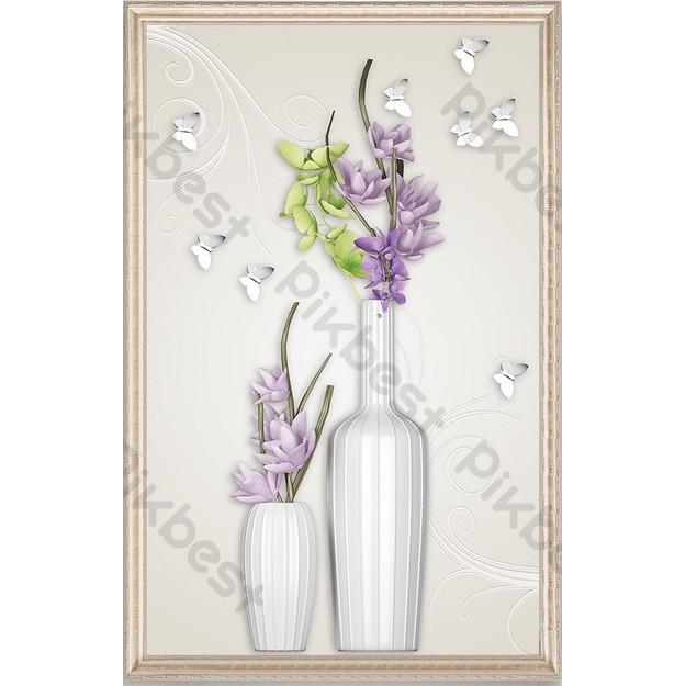 Tranh dán tường Phong cách Bắc Âu bình hoa ba chiều nổi bật, Tranh dán tường 3d hiện đại , MS835578