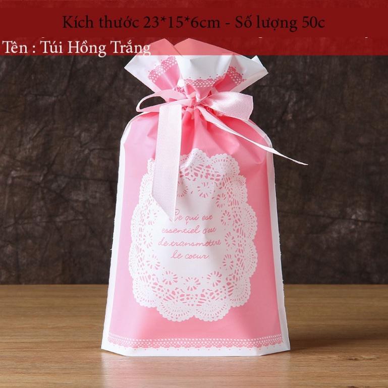 Túi đựng bánh kẹo có dây buộc, nhiều họa tiết, bao bì đựng bánh buộc dây 50 túi/sp - KING OF OPP