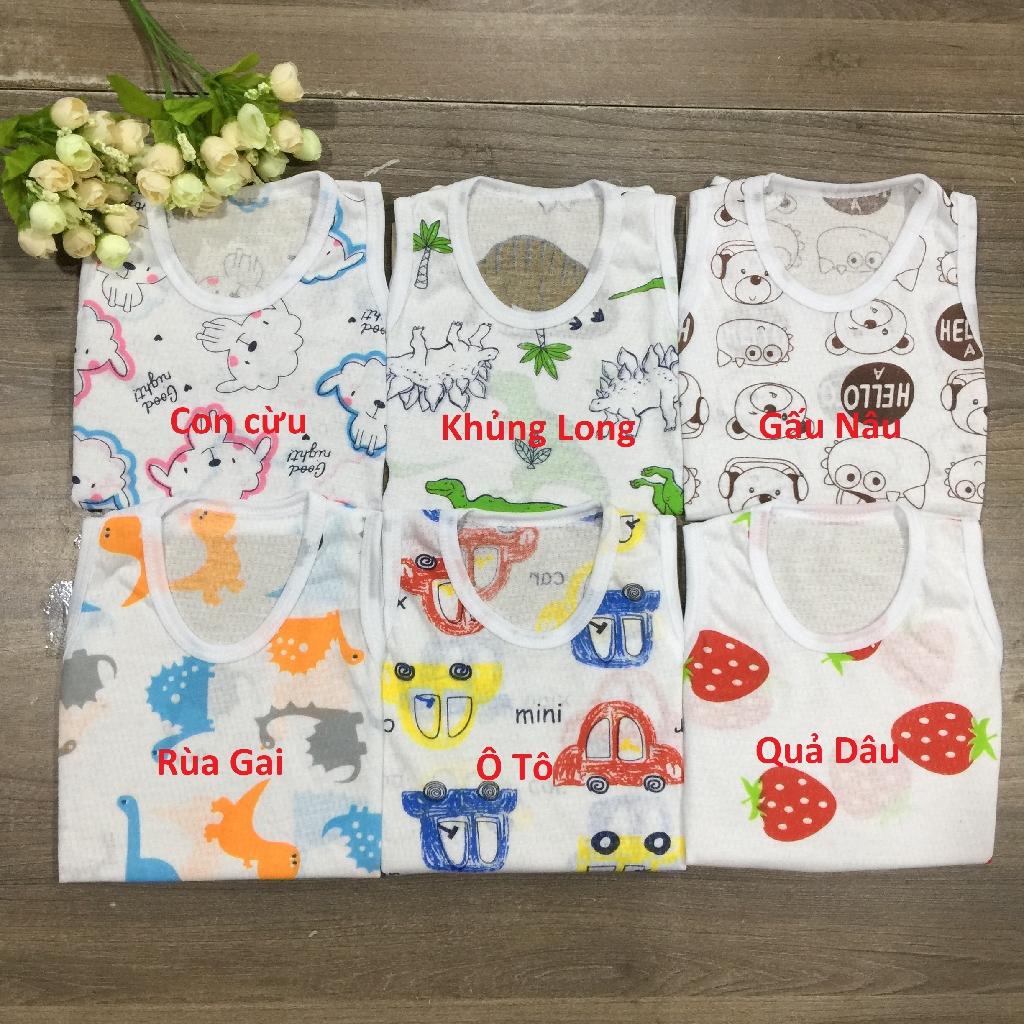 Đồ bộ ba lỗ chấy cotton thông hơi cho bé trai và bé gái từ sơ sinh đến 16kg