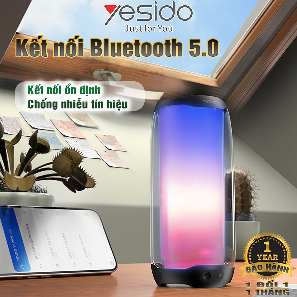 Loa Bluetooth Không dây Thiết kế Trong suốt Đèn led RGB Âm thanh 360 Kháng nước Hàng chính hãng