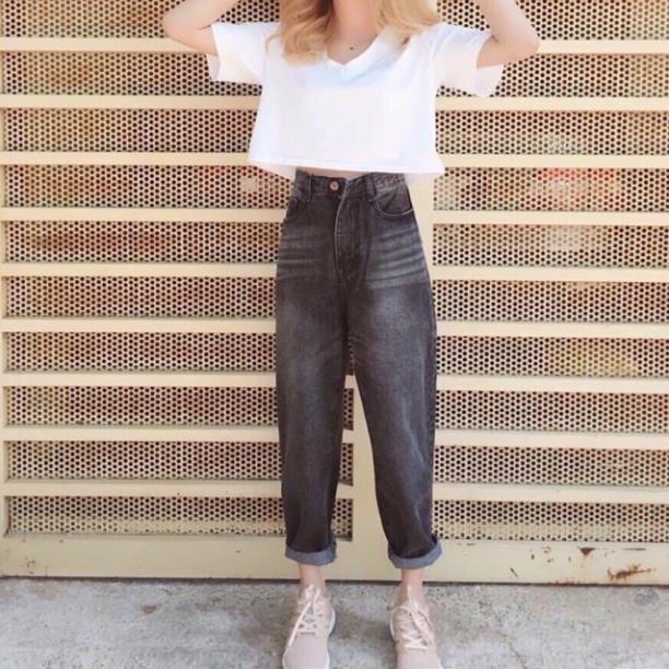 QUẦN BAGGY JEAN XÁM ĐEN