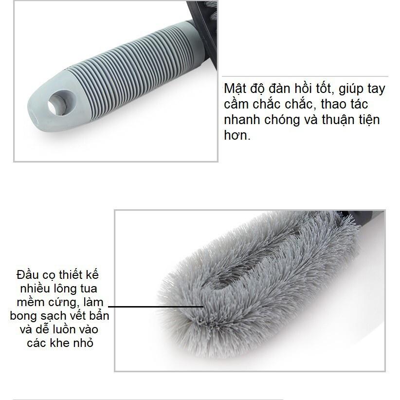 Chổi cọ rửa vành lốp ô tô, chổi vệ sinh lốp xe lazang mâm vánh bánh xe tay cầm chắc chắn dùng cho ô tô xe máy.