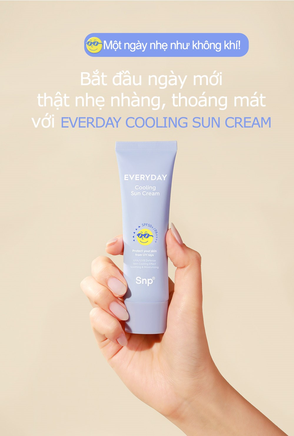 Kem Chống Nắng Dưỡng Trắng SPF 50+/PA++++ Mát Lạnh Giải Nhiệt Da SNP EVERYDAY COOLING SUN CREAM 50ml